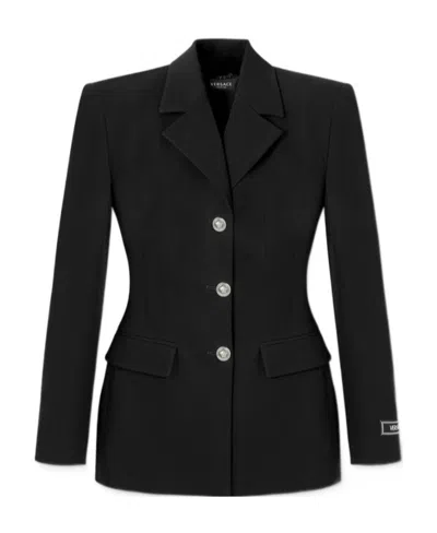 VERSACE VERSACE GRAIN-DE-POUDRE BUTTON-UP BLAZER