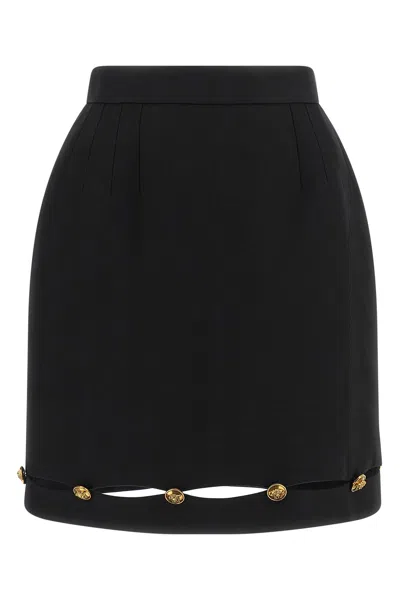 Versace Grain De Poudre Wool Skirt In Black