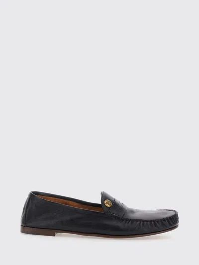 Versace Grain Leather Penny Loafers With Medusa Plaque In Black