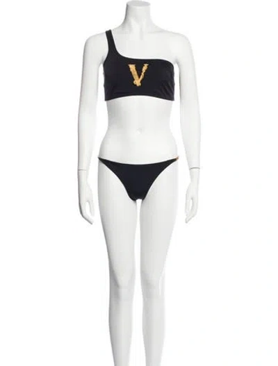 Pre-owned Versace Graphic Print Bikini In Black