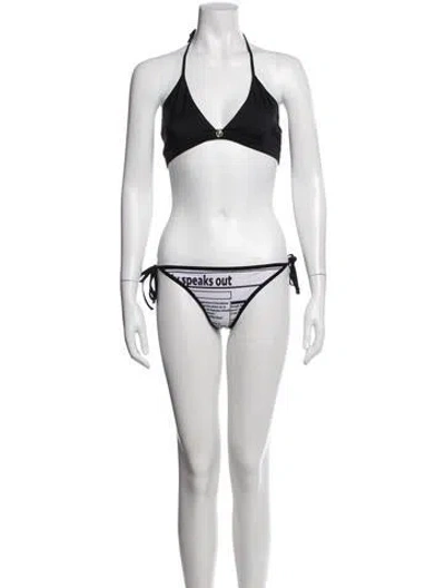 Pre-owned Versace Graphic Print Bikini In Black