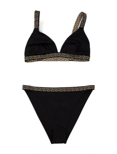Pre-owned Versace Graphic Print Bikini In Black