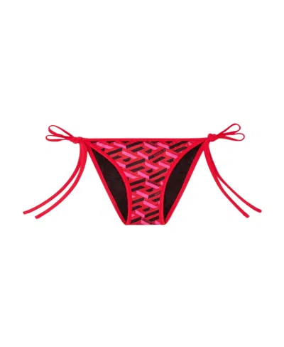 Versace Graphic-print Bikini Bottoms In Red