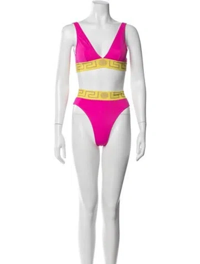 Pre-owned Versace Graphic Print Bikini In Pink