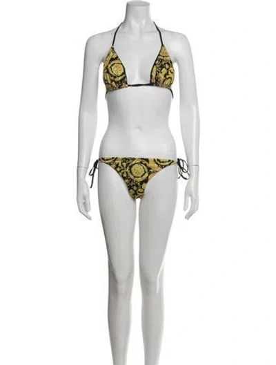 Pre-owned Versace Graphic Print Bikini In White