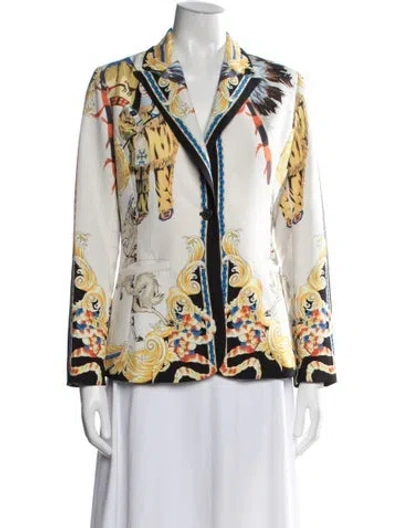 Pre-owned Versace Graphic Print Blazer In White