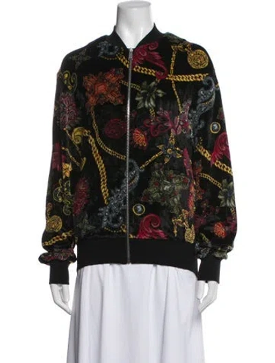 Pre-owned Versace Graphic Print Bomber Jacket In Black