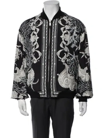 Pre-owned Versace Graphic Print Bomber Jacket In Black