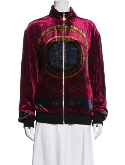 Pre-owned Versace Graphic Print Bomber Jacket In Pink