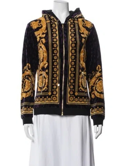 Pre-owned Versace Graphic Print Bomber Jacket W/ Tags In Black