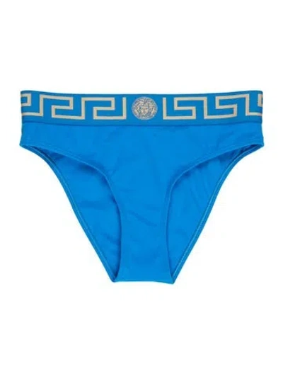 Pre-owned Versace Graphic Print Bottoms In Blue