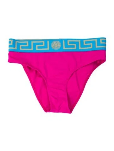Pre-owned Versace Graphic Print Bottoms In Pink