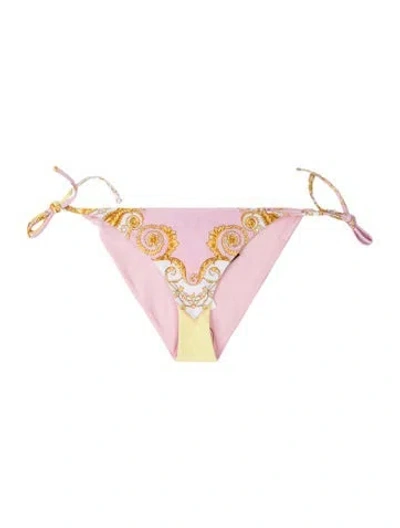 Pre-owned Versace Graphic Print Bottoms In Pink
