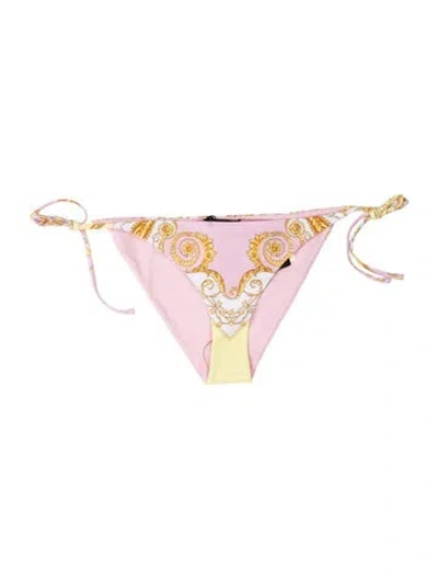 Pre-owned Versace Graphic Print Bottoms In Pink