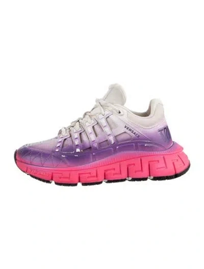 Pre-owned Versace Graphic Print Chunky Sneakers In Pink/purple