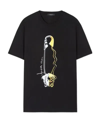 Versace Graphic-print Cotton T-shirt In Black