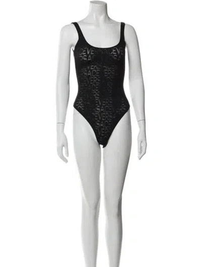 Pre-owned Versace Graphic Print Crew Neck Bodysuit In White