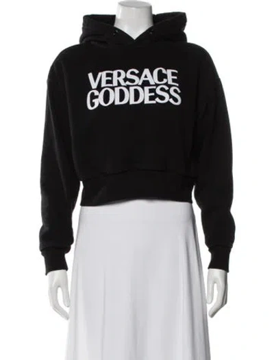 Pre-owned Versace Graphic Print Crew Neck Hoodie In Black