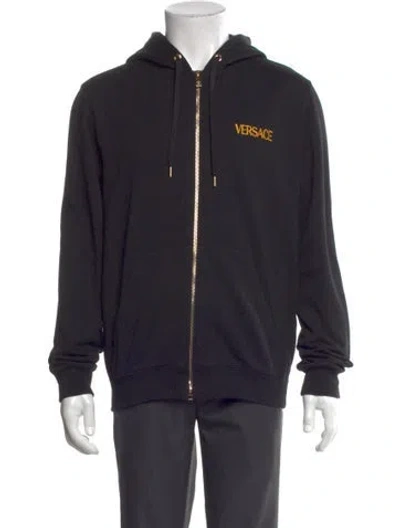 Pre-owned Versace Graphic Print Crew Neck Hoodie In Black
