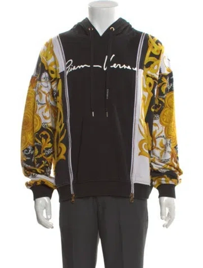 Pre-owned Versace Graphic Print Crew Neck Hoodie In Black