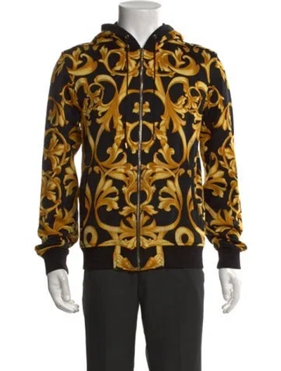 Pre-owned Versace Graphic Print Crew Neck Hoodie In Black