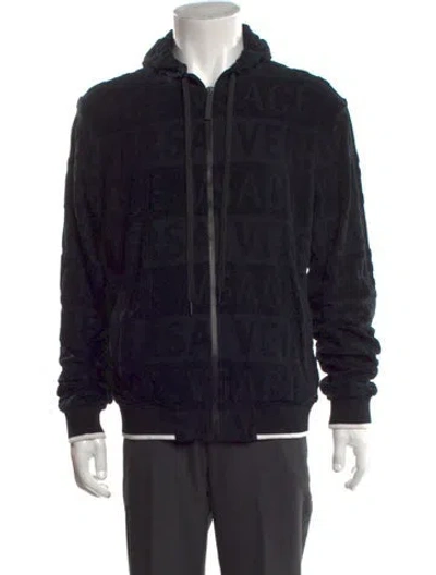 Pre-owned Versace Graphic Print Crew Neck Hoodie In Black
