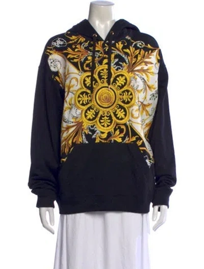 Pre-owned Versace Graphic Print Crew Neck Hoodie In Black