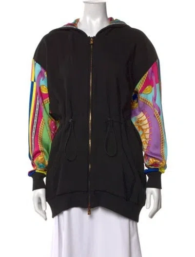 Pre-owned Versace Graphic Print Crew Neck Hoodie In Black
