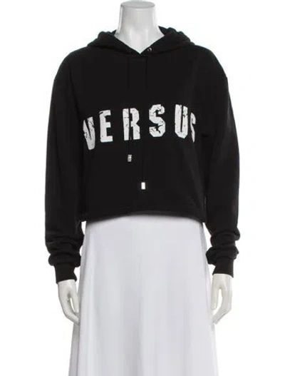 Pre-owned Versace Graphic Print Crew Neck Hoodie In Black
