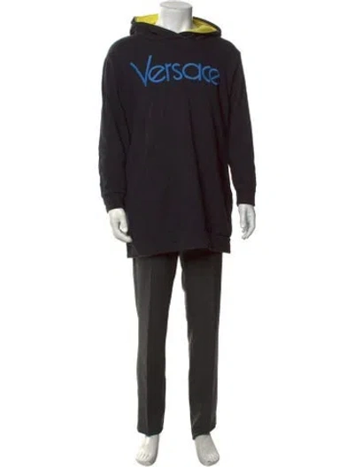 Pre-owned Versace Graphic Print Crew Neck Hoodie In Black