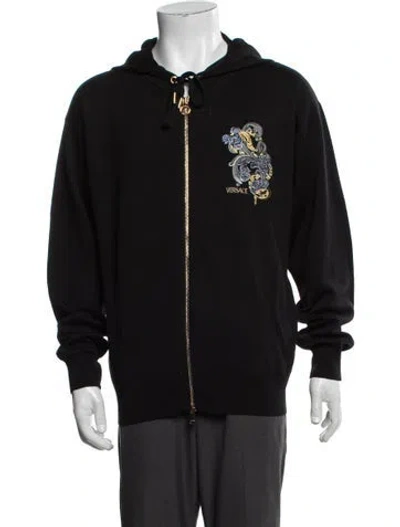 Pre-owned Versace Graphic Print Crew Neck Hoodie In Black