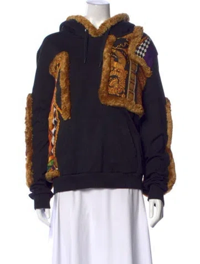 Pre-owned Versace Graphic Print Crew Neck Hoodie In Blue