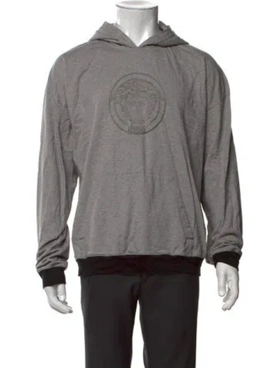 Pre-owned Versace Graphic Print Crew Neck Hoodie In Grey