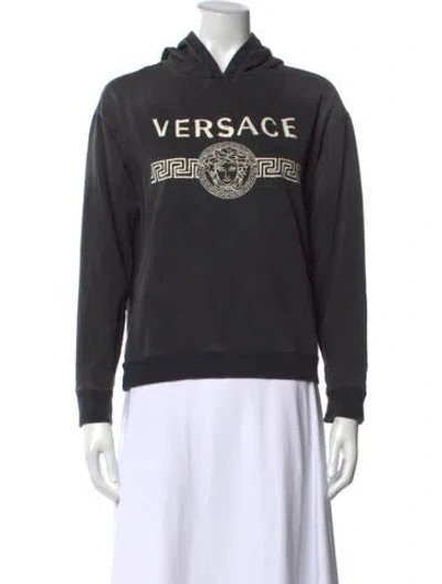 Pre-owned Versace Graphic Print Crew Neck Hoodie In Multi