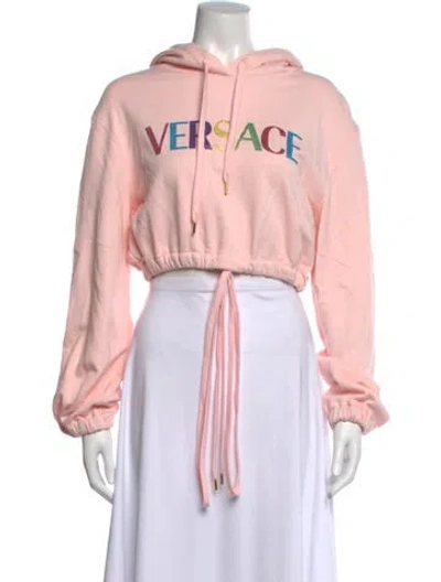 Pre-owned Versace Graphic Print Crew Neck Hoodie In Pink