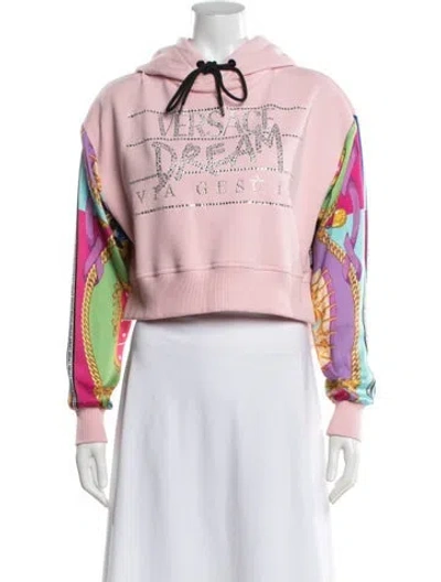 Pre-owned Versace Graphic Print Crew Neck Hoodie In Pink