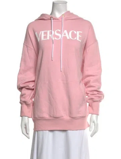 Pre-owned Versace Graphic Print Crew Neck Hoodie In Pink
