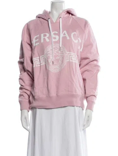 Pre-owned Versace Graphic Print Crew Neck Hoodie In Pink