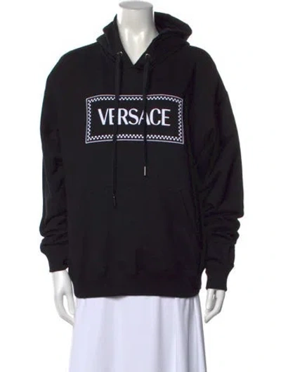 Pre-owned Versace Graphic Print Crew Neck Hoodie W/ Tags In Black