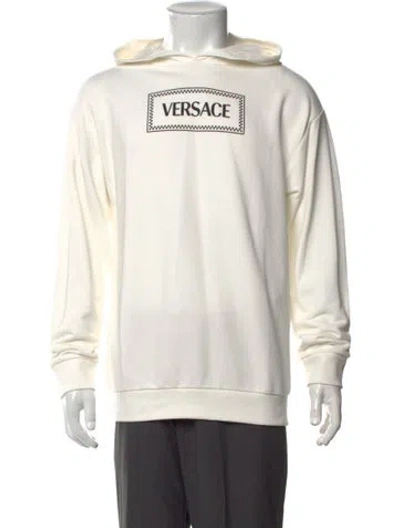 Pre-owned Versace Graphic Print Crew Neck Hoodie W/ Tags In White