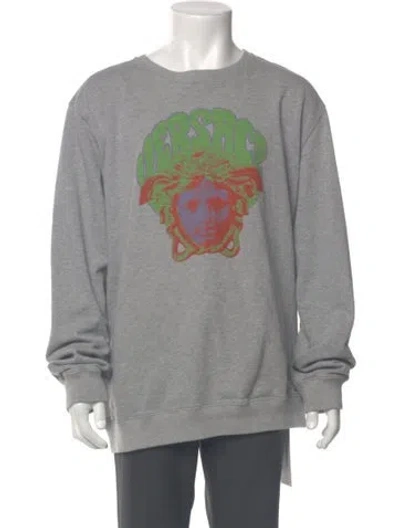 Pre-owned Versace Graphic Print Crew Neck Pullover In Gray