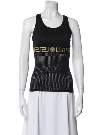 Pre-owned Versace Graphic Print Crew Neck Sports Bra In Black