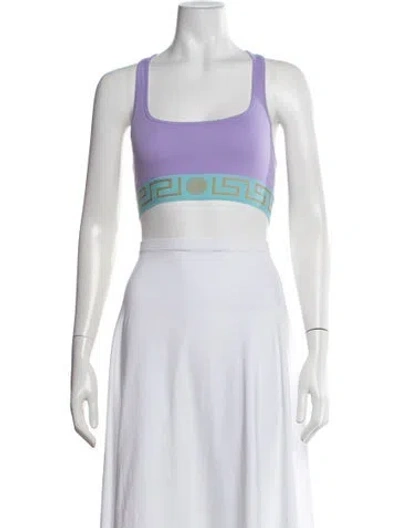 Pre-owned Versace Graphic Print Crew Neck Sports Bra In Pink