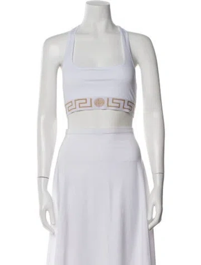 Pre-owned Versace Graphic Print Crew Neck Sports Bra W/ Tags In Gray