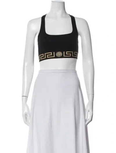 Pre-owned Versace Graphic Print Crew Neck Sports Bra W/ Tags In White