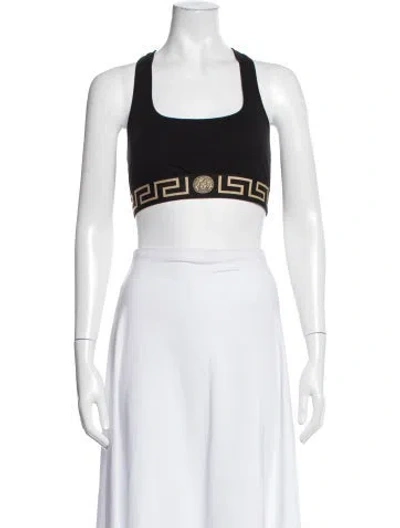 Pre-owned Versace Graphic Print Crew Neck Sports Bra In White