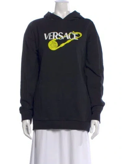 Pre-owned Versace Graphic Print Crew Neck Sweater In Black