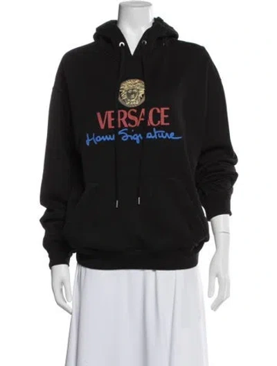 Pre-owned Versace Graphic Print Crew Neck Sweater In Black