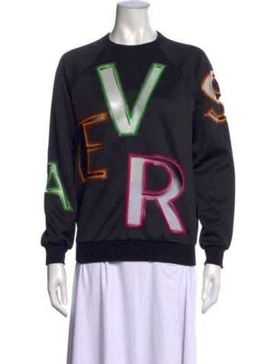 Pre-owned Versace Graphic Print Crew Neck Sweater In Black