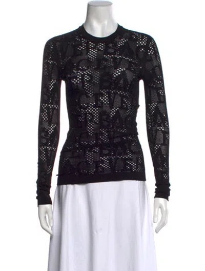 Pre-owned Versace Graphic Print Crew Neck Sweater In Black